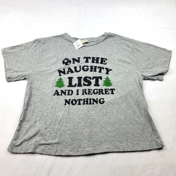 NWT Revive On the Naughty list cropped holiday Christmas tshirt - Picture 1 of 4
